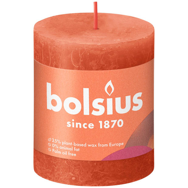 3 stuks - Bolsius - Stompkaars Earthy Orange 80/68 rustiek