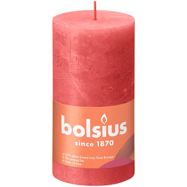 3 stuks - Bolsius - Stompkaars Blossom Pink 130/68 rustiek