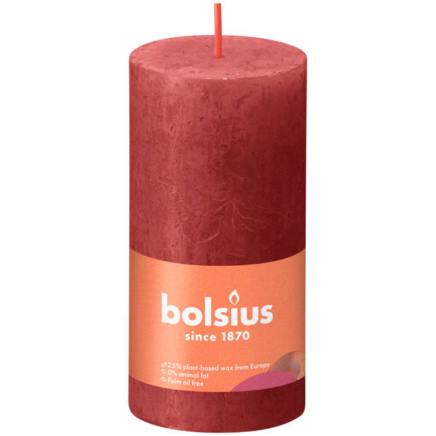 3 stuks - Bolsius - Stompkaars Delicate Red 100/50 rustiek