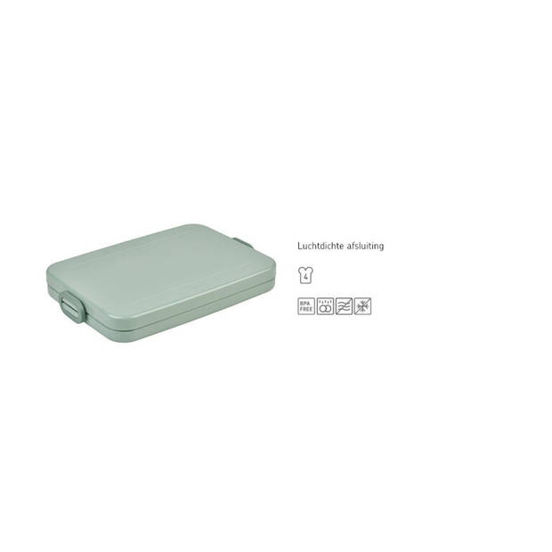 Mepal Lunchbox Take a Break Flat - Geschikt voor 4 boterhammen - Voor een Laptoptas - Broodtrommel - Nordic Sage