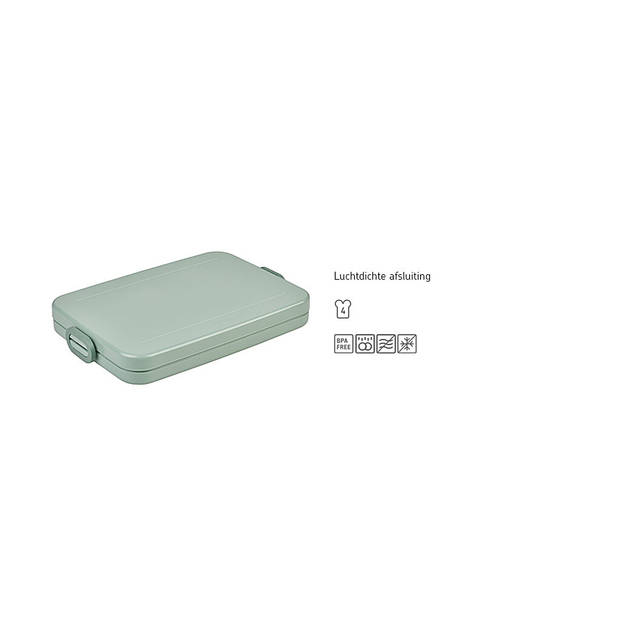 Mepal Lunchbox Take a Break Flat - Geschikt voor 4 boterhammen - Voor een Laptoptas - Broodtrommel - Nordic Sage