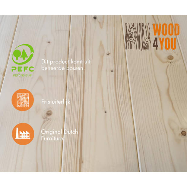 Wood4you - Eettafel New England geschaafd vuren - Wit - 180/90 cm - 180/90 cm - Eettafels
