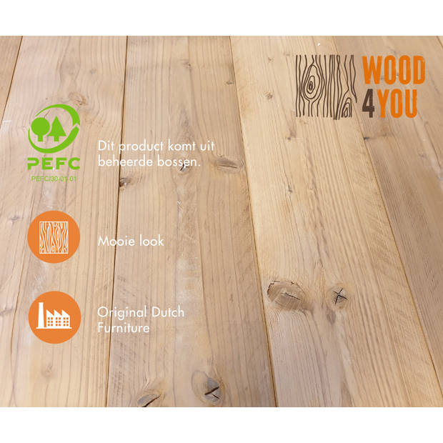 Wood4you - Eettafel Seattle Roastedwood - wit - 160/90 cm - 160/90 cm - Eettafels