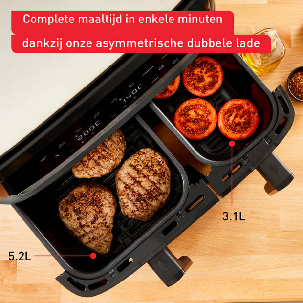 Tefal Easy Fry & Grill Dual EY905D 8.3L XXL heteluchtfriteuse met dubbele lades rvs