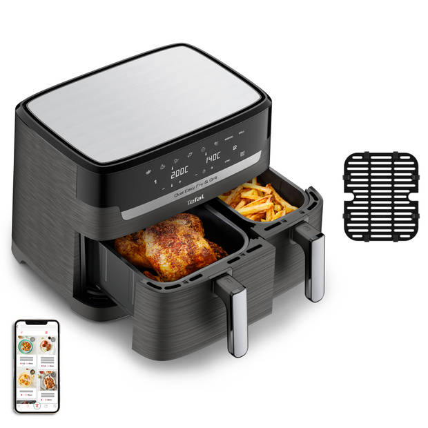 Tefal Easy Fry & Grill Dual EY905D 8.3L XXL heteluchtfriteuse met dubbele lades rvs