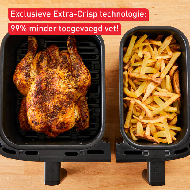 Tefal Easy Fry & Grill Dual EY905D 8.3L XXL heteluchtfriteuse met dubbele lades rvs