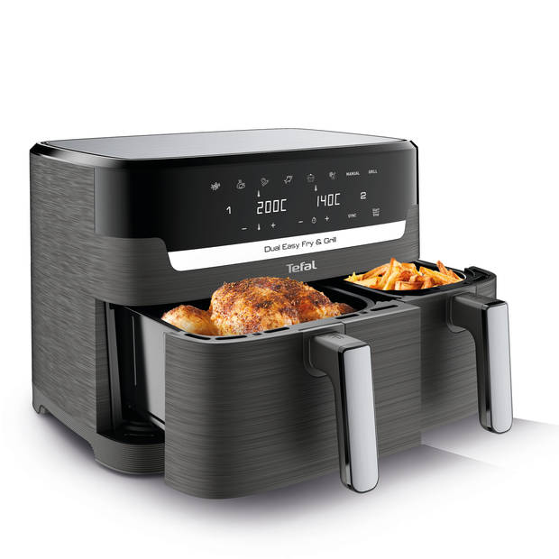 Tefal Easy Fry & Grill Dual EY905D 8.3L XXL heteluchtfriteuse met dubbele lades rvs