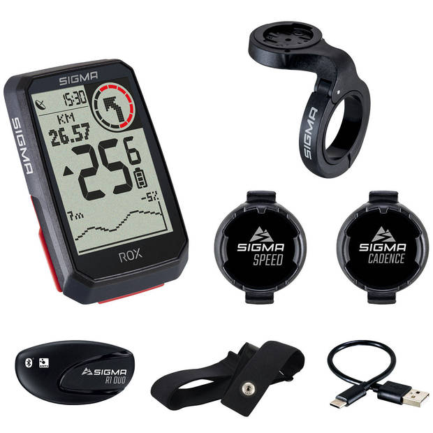 Sigma Rox 4.0 gps zw/zw hr stuurhouder cad/snelh sensor top mount set