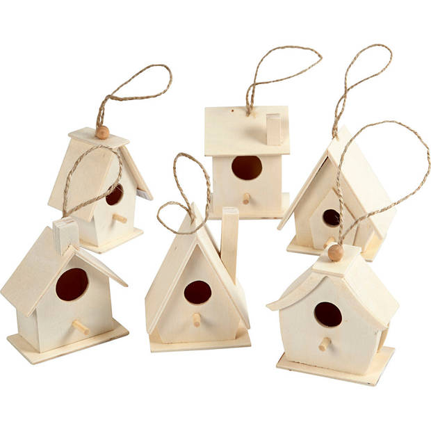 Creativ Company Vogelhuis Hout 7cm, 6st.