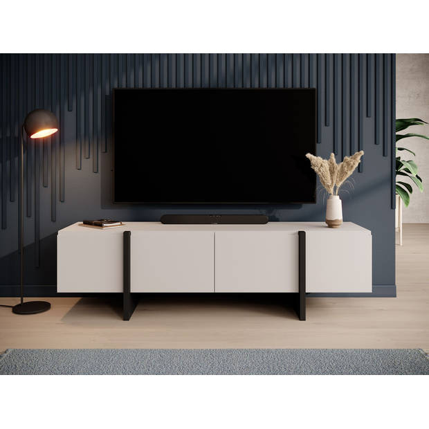 Meubella TV-Meubel Kelton - Beige - Zwart - 180 cm