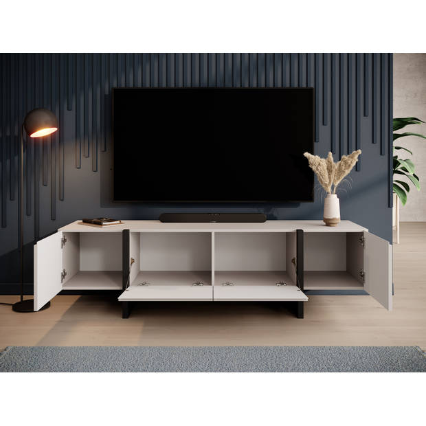 Meubella TV-Meubel Kelton - Beige - Zwart - 180 cm