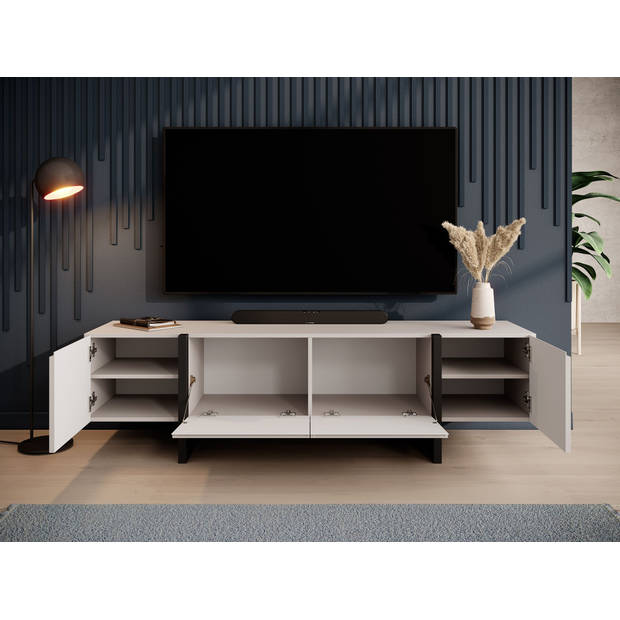 Meubella TV-Meubel Kelton - Beige - Zwart - 180 cm