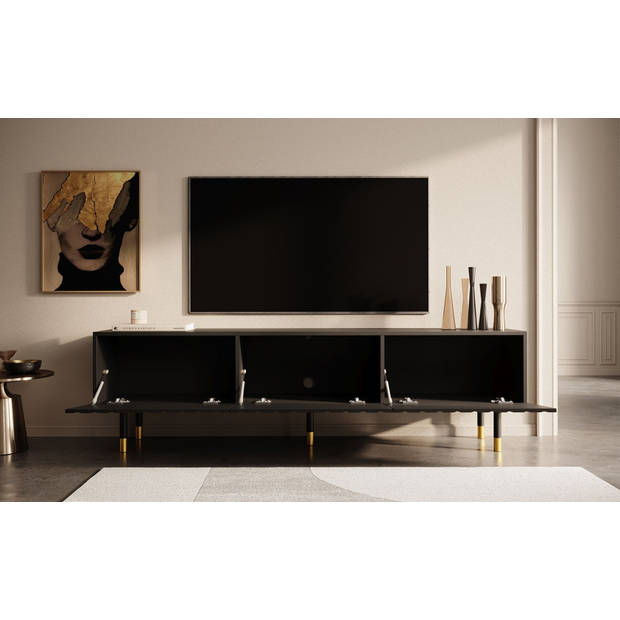 Meubella TV-Meubel Pioneer - Mat zwart - 180 cm