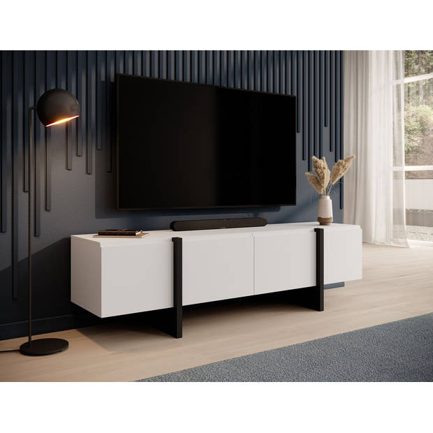 Meubella TV-Meubel Kelton - Wit - Zwart - 180 cm