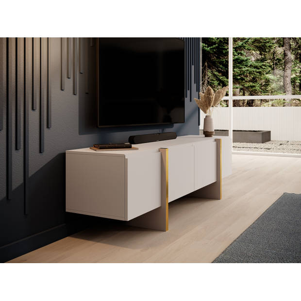 Meubella TV-Meubel Kelton - Beige - Goud - 180 cm