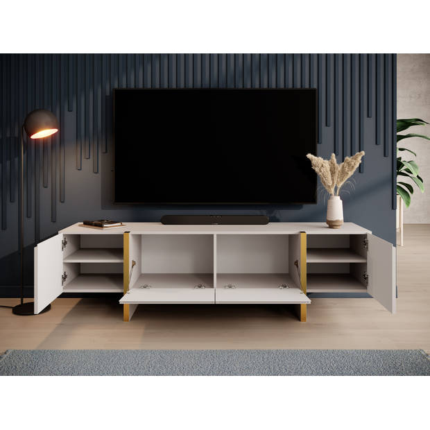 Meubella TV-Meubel Kelton - Beige - Goud - 180 cm