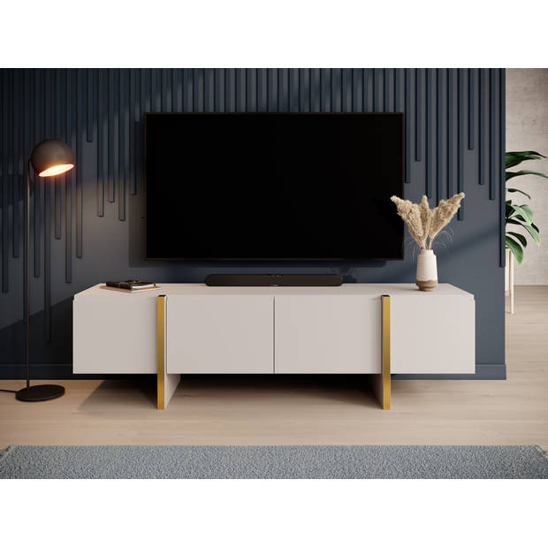 Meubella TV-Meubel Kelton - Beige - Goud - 180 cm