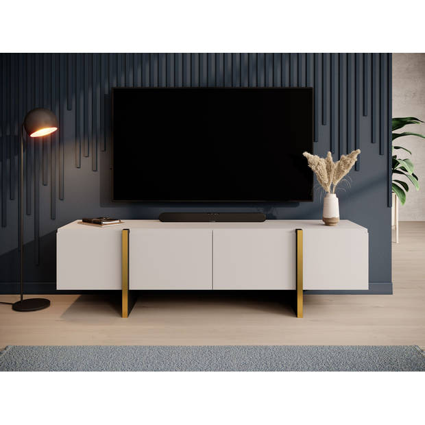 Meubella TV-Meubel Kelton - Beige - Goud - 180 cm