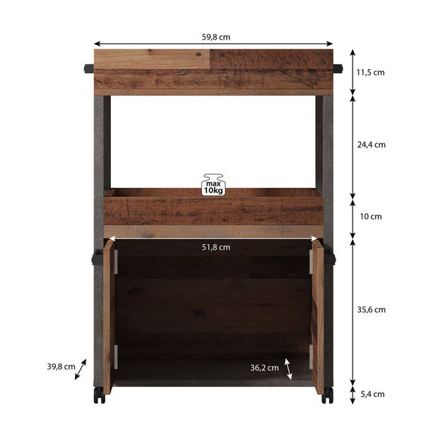 Meubella Barkast Cade - Eiken - 60 cm