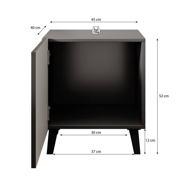 Meubella Nachtkastje Vintar - Eiken - 45 cm - Set van 2