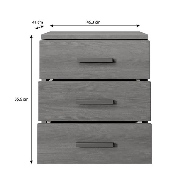 Meubella Nachtkastje Gina - Antraciet eiken - 46 cm