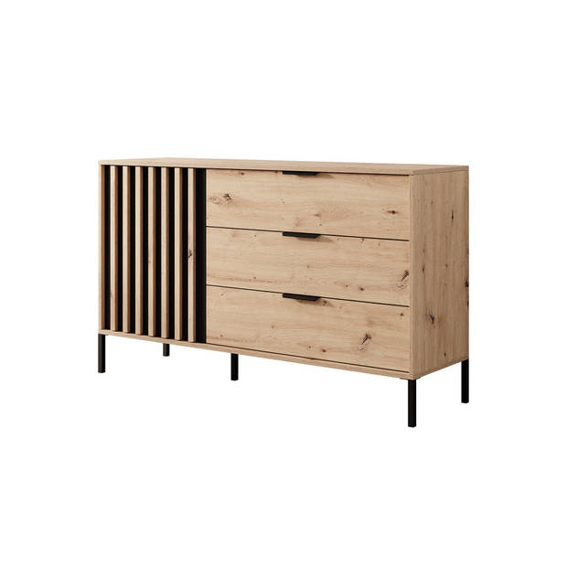 Meubella Dressoir Tasha - Eiken - Antraciet - 138 cm