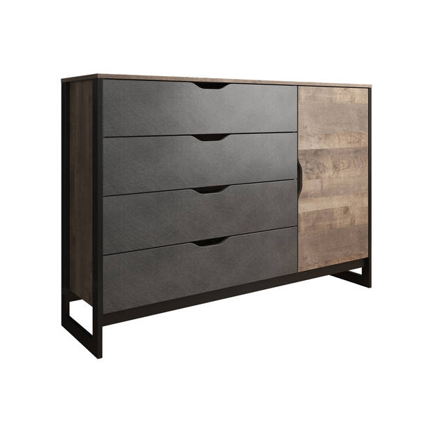 Meubella Dressoir Acasia - Grijs - Eiken - 138 cm