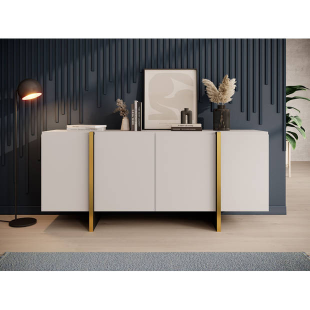 Meubella Dressoir Kelton - Beige - Goud - 180 cm