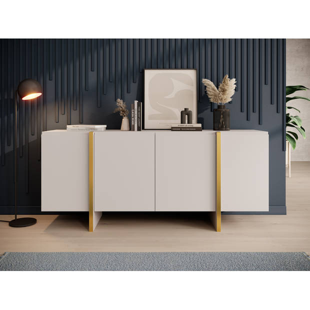 Meubella Dressoir Kelton - Beige - Goud - 180 cm