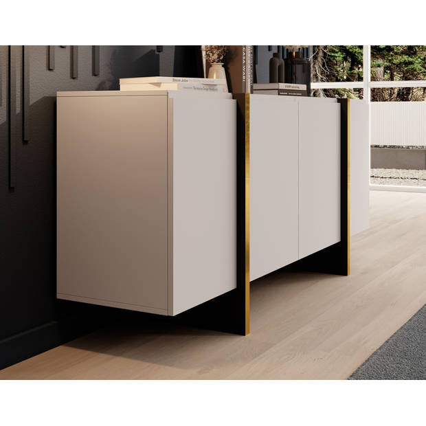 Meubella Dressoir Kelton - Beige - Goud - 180 cm