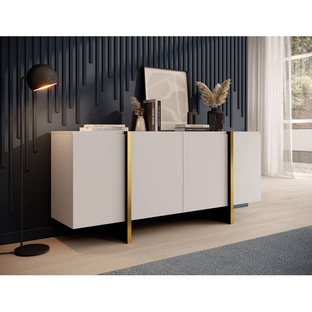 Meubella Dressoir Kelton - Beige - Goud - 180 cm