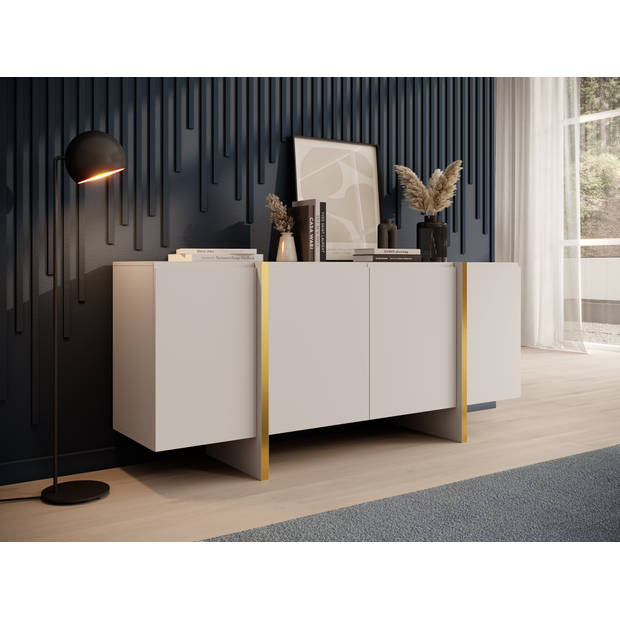 Meubella Dressoir Kelton - Beige - Goud - 180 cm