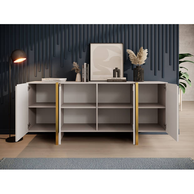 Meubella Dressoir Kelton - Beige - Goud - 180 cm