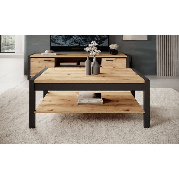 Meubella Salontafel Acapulco - Eiken - Zwart - 120 cm