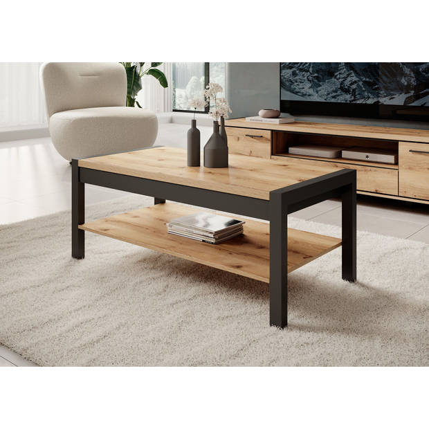 Meubella Salontafel Acapulco - Eiken - Zwart - 120 cm