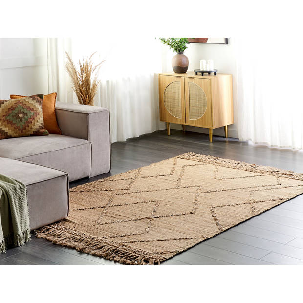 Beliani HANDERE - Gevlochten-Beige-Jute