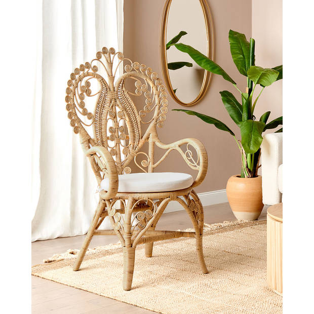 Beliani CARRARA - Fauteuil-Beige-Rotan