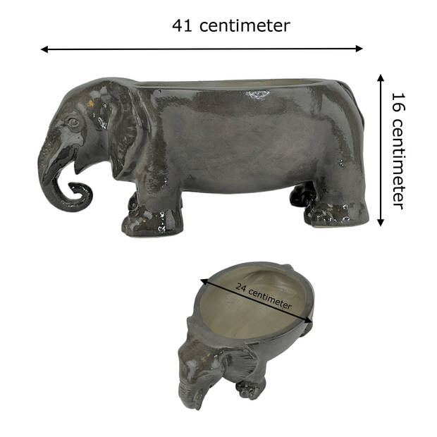 Schaal Olifant Keramiek Donkergrijs L41 x H16 x B24 cm