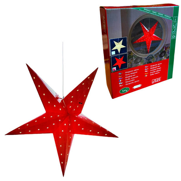 Hangende kerstster Diameter 45 cm - Inclusief Verlichtingskabel - Rood