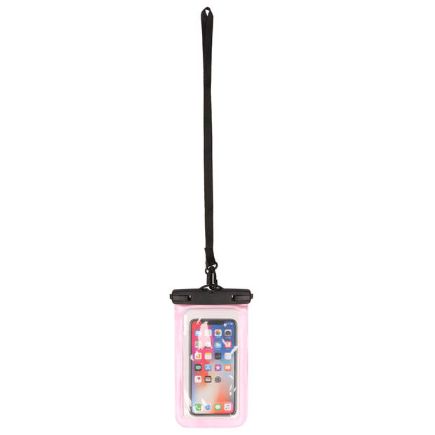 Bellatio Design waterdicht telefoonhoesje voor alle telefoons tot 6 inch roze - Telefoonhoesjes