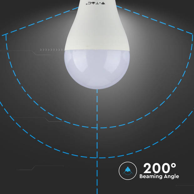 V-TAC VT-2015 LED E27 Lampvoet - 15W - Warmwit 3000K - SMD - Wit - A65 - Thermoplastisch - 66,5x134mm - IP20 - 20.000