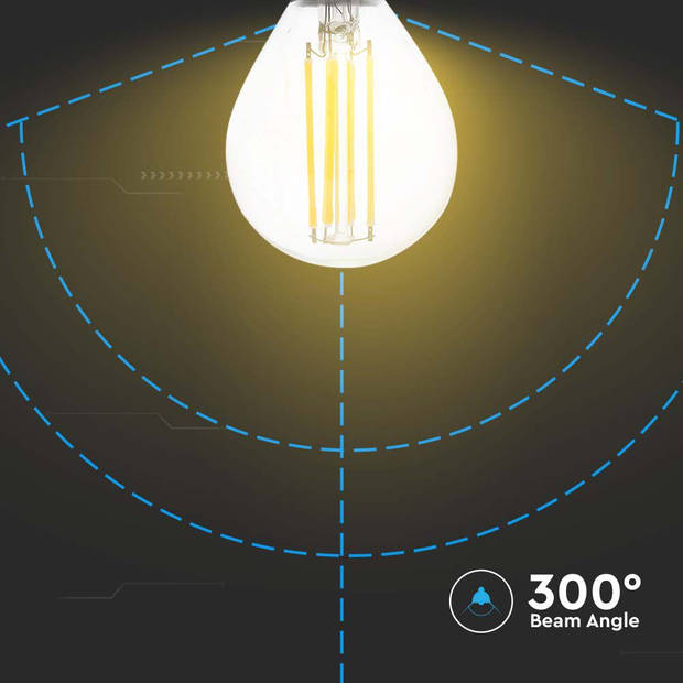 V-TAC VT-1996-N E14 Transparante LED Lampen - Helder - Golf - IP20 - 4W - 400 Lumen - 3000K