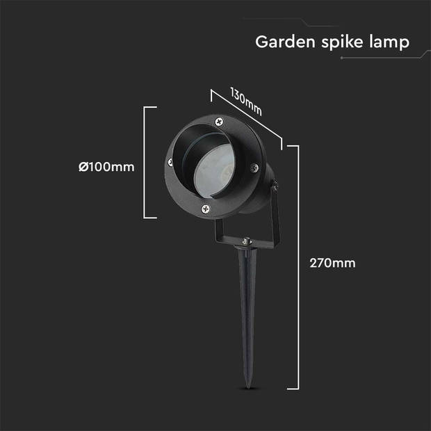 V-TAC VT-7704 GU10 Buitenverlichting - Tuinspikes - Armaturen - Zwart - IP65