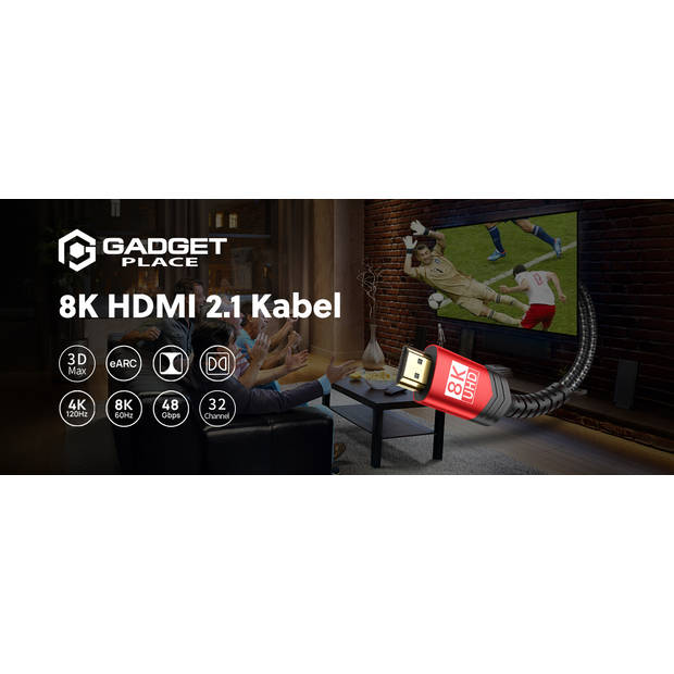 Gadgetplace 8K HDMI 2.1 kabel - 5 Meter - 48Gbps - Ultra HD High Speed - HDMI naar HDMI - 8K UHD / 4K UHD