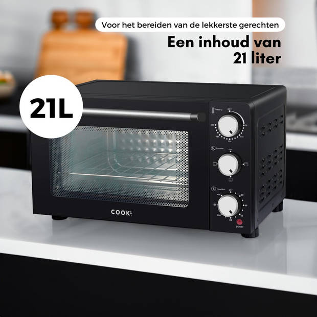 COOK-IT Mini Oven - 21L - Vrijstaande heteluchtoven - 230°C - 120 min timer