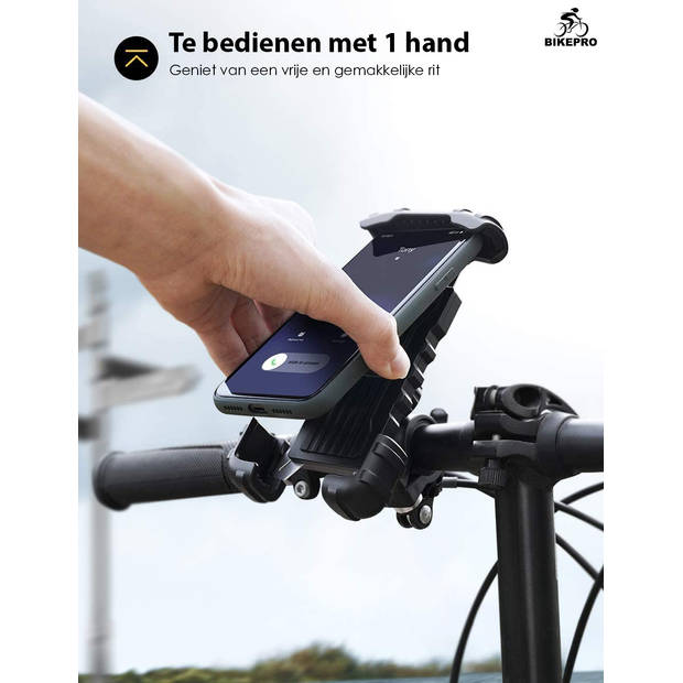 BikePro Universele Telefoonhouder Fiets - 360 graden Rotatie - GSM Houder - Geschikt voor Fiets, E-bike, Scooter, Motor