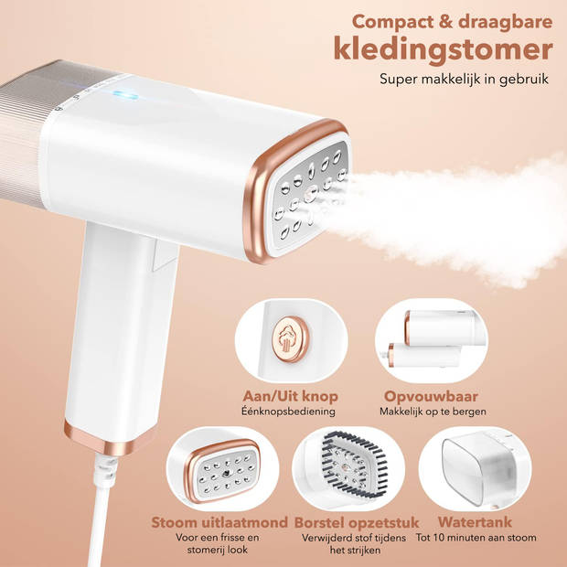 Cleanforce Kledingstomer met 3 Stoomstanden - 250ML - Handstomer - Ontkreuker - Stoomstrijkijzer - Stoomapparaat Kleding