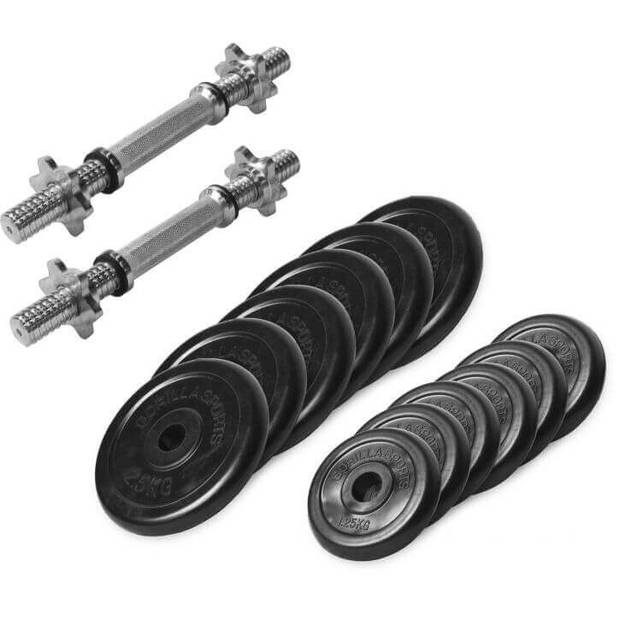 Gorilla Sports Dumbellset - Halterset - Rubber - 27.5 kg - 30 mm