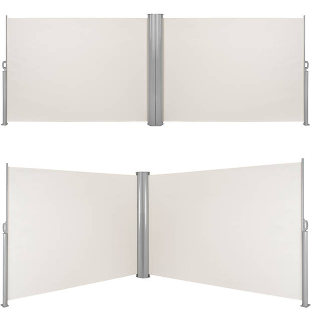 tectake® Aluminium windscherm uitschuifbaar uitrolbaar zijluifel terrasscherm - dubbel - 180 x 600 cm - beige