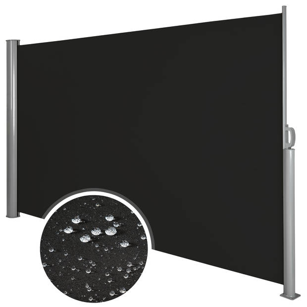 tectake® - Uitschuifbaar aluminium windscherm tuinscherm 180 x 300 cm zwart 401528